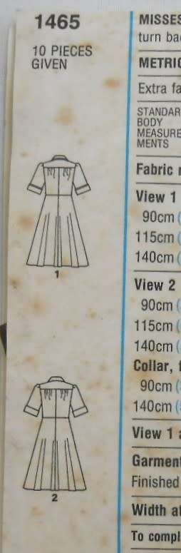 STYLE 1465 DRESS GATHERED ONTO YOKE SIZE 10 BUST 83 CM - COMPLETE-ZIPLOC