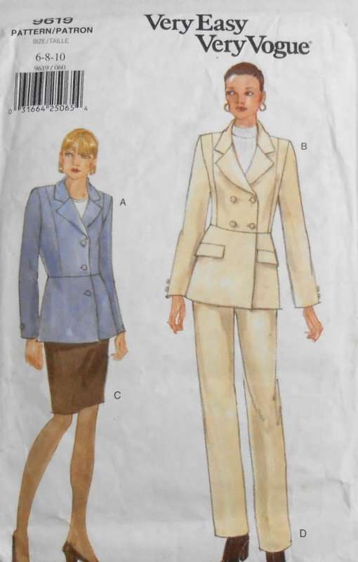 VOGUE 9619 JACKET-SKIRT-PANTS  SIZE 6-8-10 COMPLETE-CUT TO SIZE 8