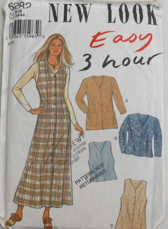 NEW LOOK PATTERNS 6282 V NECK JACKET-TOPS SIZE 8-18 COMPLETE-CUT TO 18