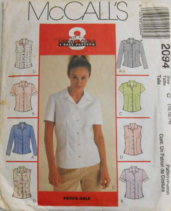 McCALLS 2094 SET OF TOPS SIZE 10-12-14-COMPLETE-CUT TO 14