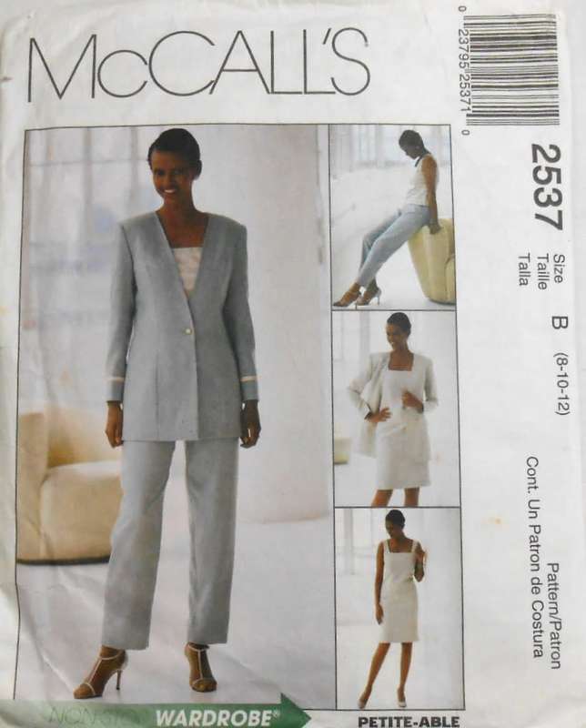 McCALLS 2537 LINED JACKET-TOP-PANTS-SKIRT SIZE 8-10-12-COMPLETE-CUT TO 10