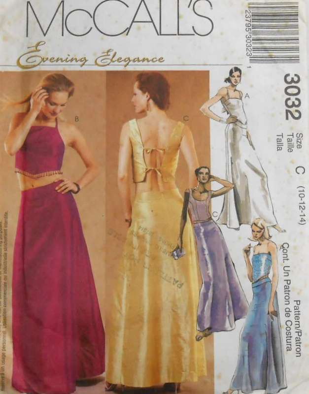 McCALLS 3032 LINED TOPS & LINED SKIRTS SIZE 10-12-14 COMPLETE-UNCUT-F/FOLDED