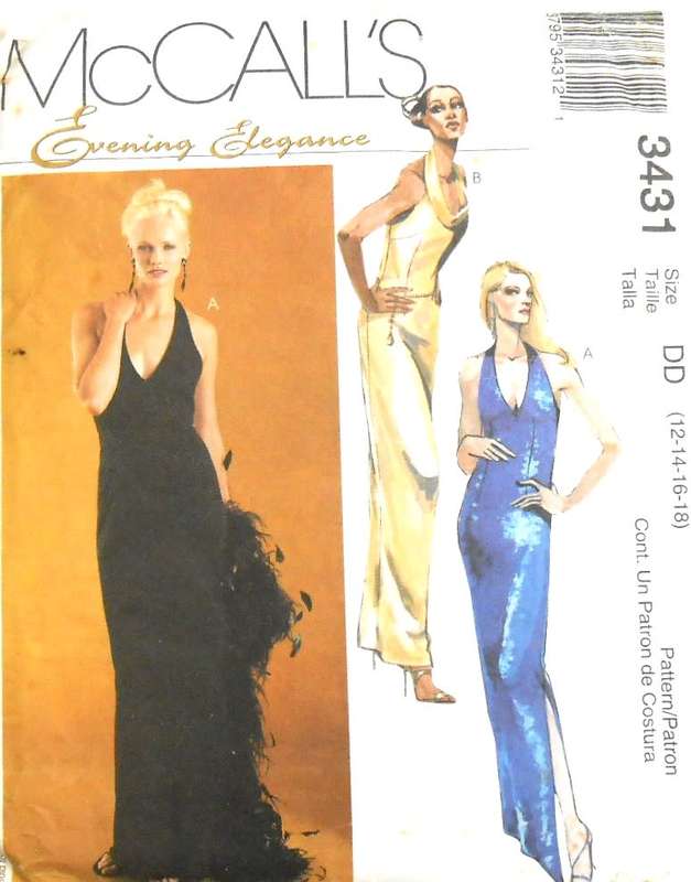 McCALLS 3431 HALTER LINED DOWNS SIZE 12-14-16-18 COMPLETE-CUT TO SIZE 18