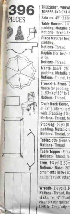 SIMPLICITY HOLIDAY  8396 CHRISTMAS ITEMS -ONE SIZE COMPLETE-UNCUT-F/FOLDED-ZIPLOC
