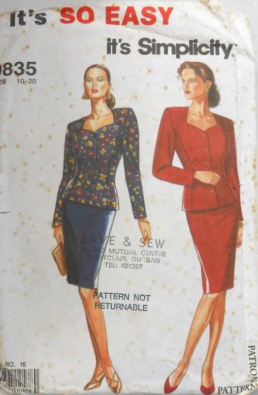 SIMPLICITY 9835 SKIRT-UNLINED TOP SIZE 10-20 COMPLETE-CUT TO 14