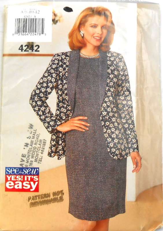 BUTTERICK 4242 JACKET & DRESS SIZE 8-10-12 COMPLETE-UNCUT-F/FOLDED