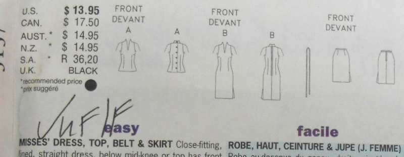 BUTTERICK 3137 DRESS-TOP-BELT-SKIRT SIZE  6-8-10 COMPLETE-UNCUT-F/FOLDED