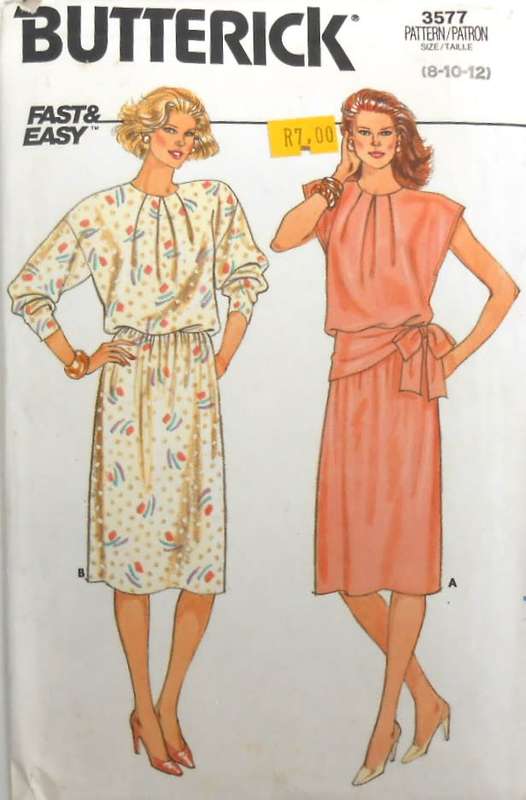 BUTTERICK 3577 LOOSE FITTING DRESS SIZE 8-10-12 COMPLETE-CUT- TO 12