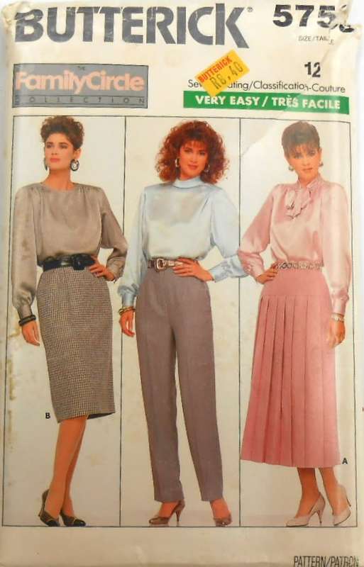 BUTTERICK 5758 SKIRT & PANTS SIZE 12 - PART CUT