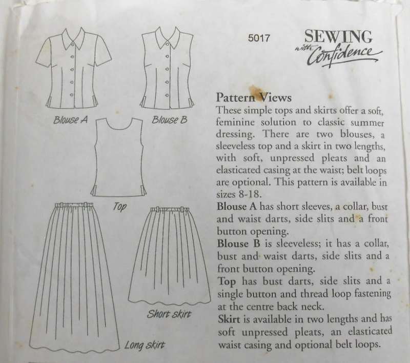 SEWING WITH CONFIDENCE 17 SKIRT SEPARATES SIZE 8-18 -COMPLETE-UNCUT-F/FOLDED