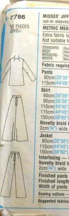 SIMPLICITY 7786 SKIRT-PANTS-UNLINED JACKET SIZE 16 BUST 97 CM SEE LISTING