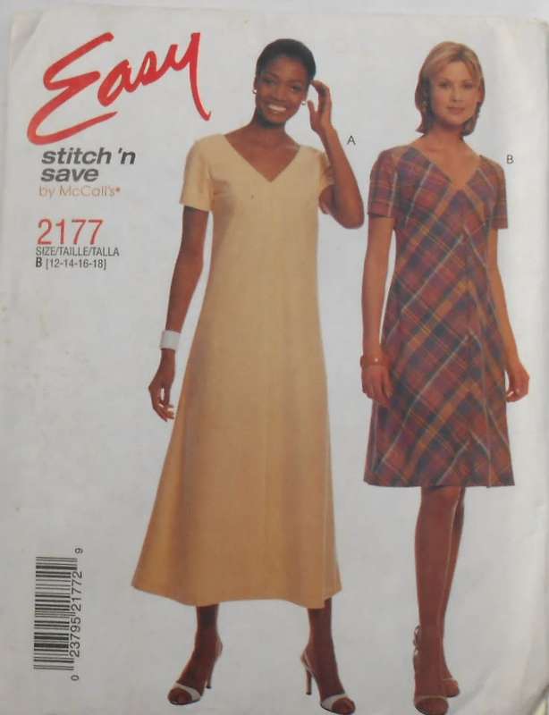 McCALLS 2177 V NECK DRESS SIZE 12-14-16-18 COMPLETE-UNCUT-F/FOLDED