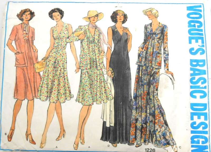 VOGUE BASIC DESIGN 1226 DRESS & JACKET SIZE 16 BUST 97 CM COMPLETE & PART CUT