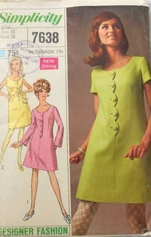 VINTAGE SIMPLICITY 7638 DRESS & SASH SIZE 16 SIZE 38 COMPLETE