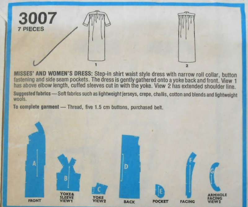 STYLE 3007 PULLOVER DRESS SIZE 18 BUST 102 CM COMPLETE
