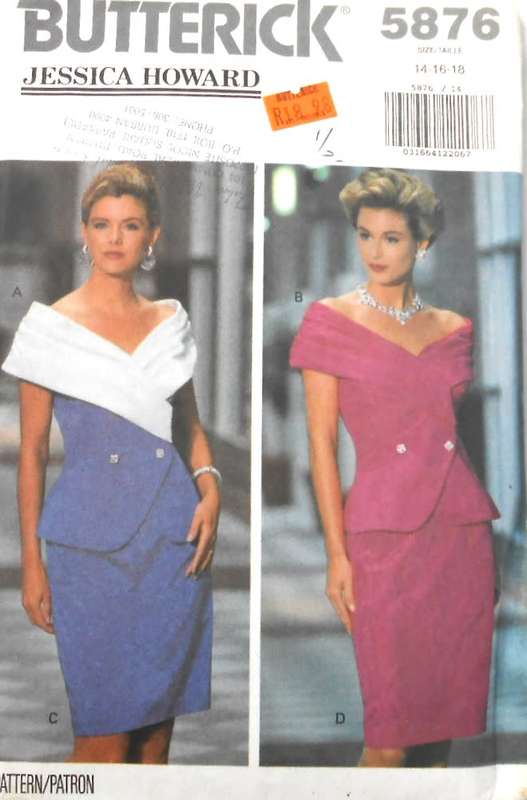 BUTTERICK 5876 OFF THE SHOULDER TOP & SKIRT SIZE 14-16-18 COMPLETE-CUT TO 14