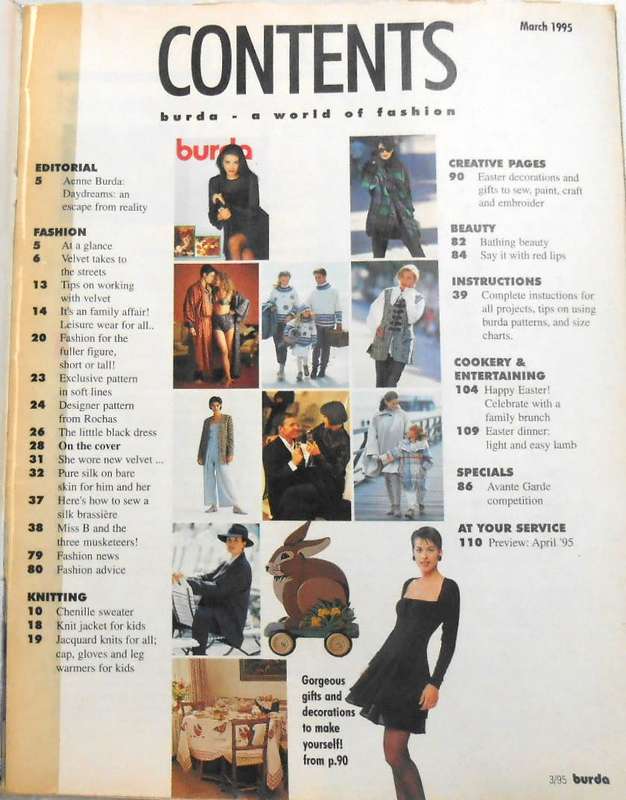 BURDA MAGAZINE-A WORLD OF FASHION-MARCH 1995-116 PAGES WITH PATTERN PULLOUT
