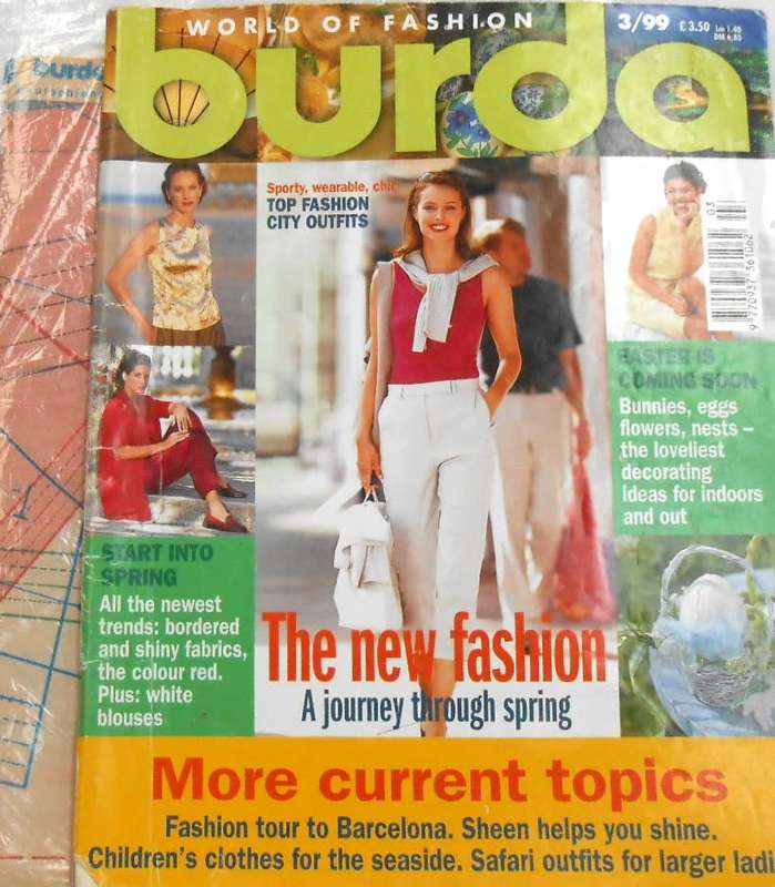 BURDA MAGAZINE-A WORLD OF FASHION-MARCH 1999-108 PAGES WITH PATTERN PULLOUT