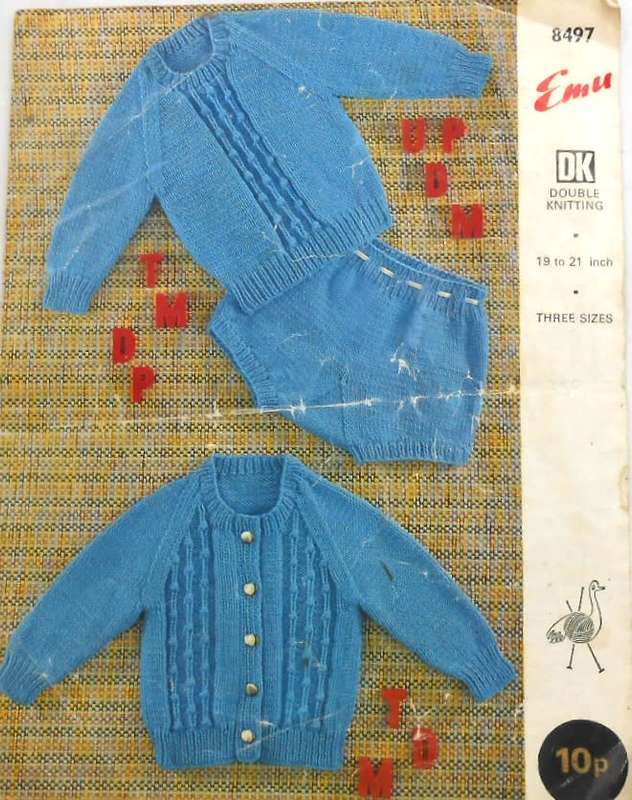 EMU 8497 JUMPER, CARDIGAN & KNICKERS SIZE 18-21 INCH