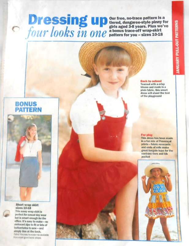 ESSENTIAL  PATTERNS E 86 CHILDS PINAFORE+WRAP SKIRT supplied in a plastic sleeve