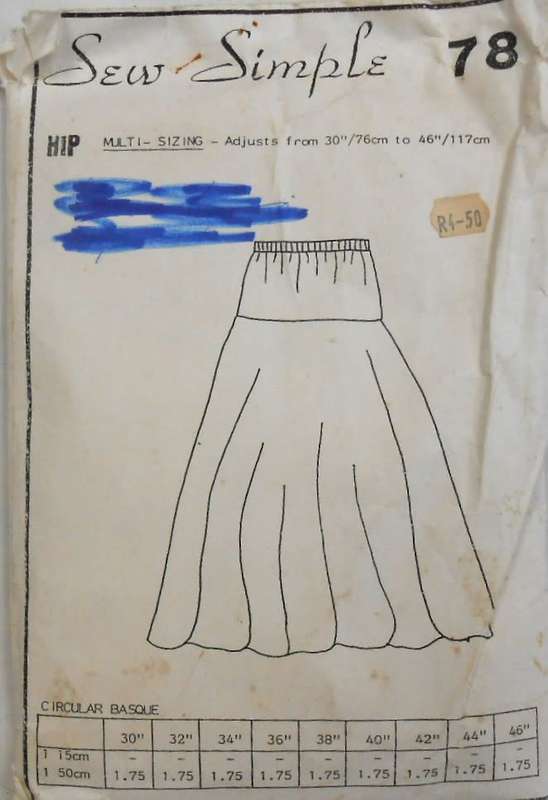 SEW SIMPLE  78 -  CIRCULAR BASQUE SKIRT  SIZE MULTI SIZING 30/76 CM - 46/117 CM COMPLETE F/F