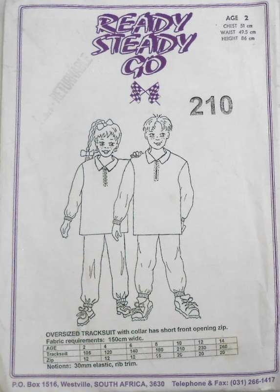 READY STEADY GO 210 OVERSIZED TRACKSUIT SIZE 2 YEARS CHEST 51 CM COMPLETE