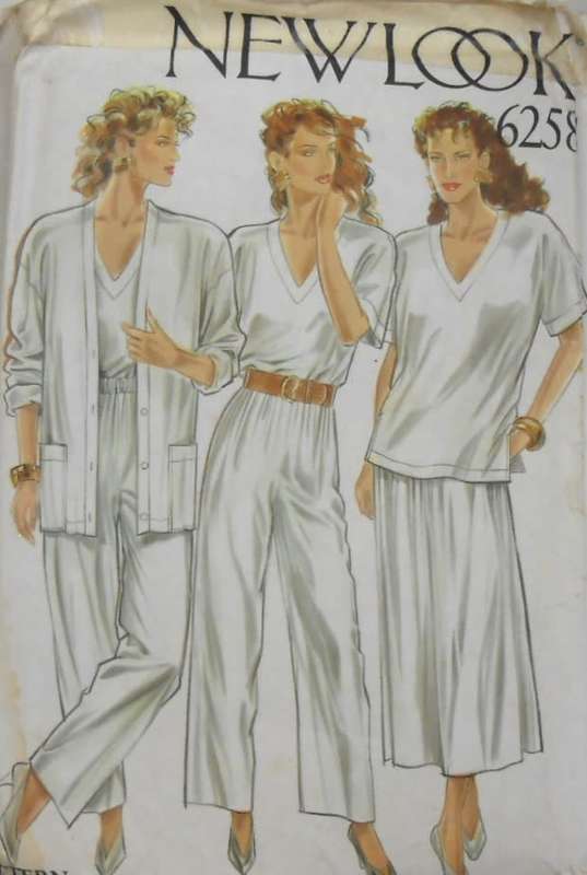 NEW LOOK PATTERNS 6258 JACKET-V NECK TOP-SKIRT-PANTS SIZES 8-18 COMPLETE-PART CUT TO 18