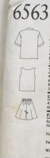 NEW LOOK PATTERNS 6563 BLOUSE-TOP SIZE 8-20 - NO SHORTS PATTERN-CUT TO 12