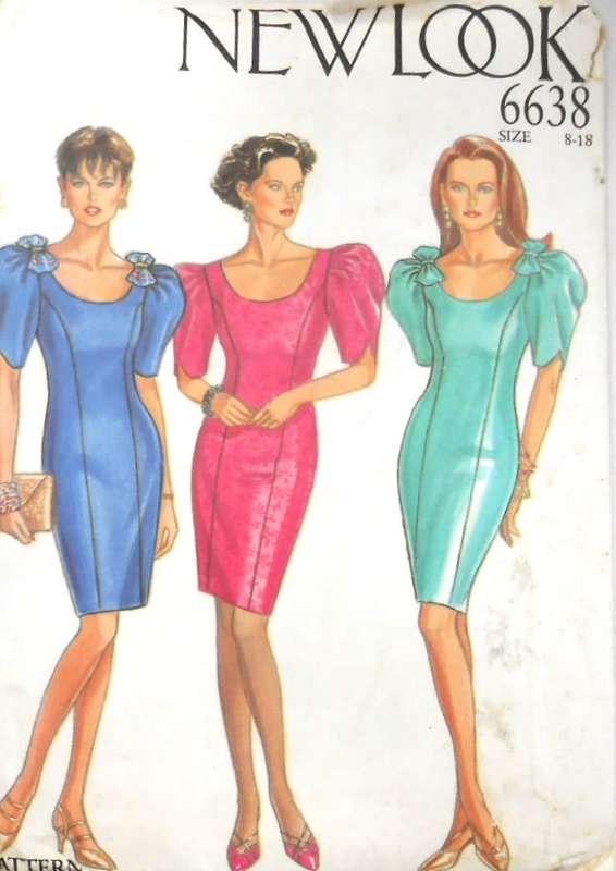 NEW LOOK PATTERNS 6638 STUNNING BELL SLEEVE DRESS SIZE 8-18-COMPLETE-UNCUT-F/FOLDED-ONLY SLEEVE CUT