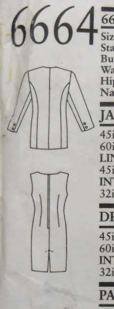 NEW LOOK PATTERNS 6664 SHIFT DRESS & JACKET SIZE 8-18-COMPLETE-CUT TO SIZE 18