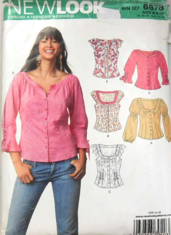 NEW LOOK PATTERNS 6678 SET OF FRONT BUTTON TOPS SIZE 8-18-COMPLETE-CUT TO SIZE 18