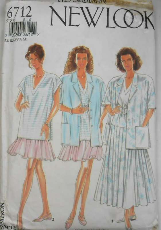 NEW LOOK PATTERNS 6712 JACKET-TOP-SKIRTS SIZE  8-18-COMPLETE-JACKET SIZE 12-TOP & SKIRTS SIZE 18