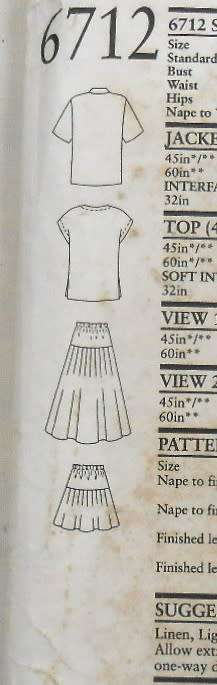 NEW LOOK PATTERNS 6712 JACKET-TOP-SKIRTS SIZE  8-18-COMPLETE-JACKET SIZE 12-TOP & SKIRTS SIZE 18