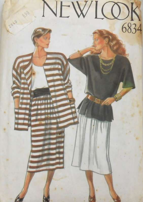 NEW LOOK PATTERNS 6834 JACKET-TOP-TANK TOP-SKIRT SIZE 8-18-COMPLETE-MOSTLY UNCUT