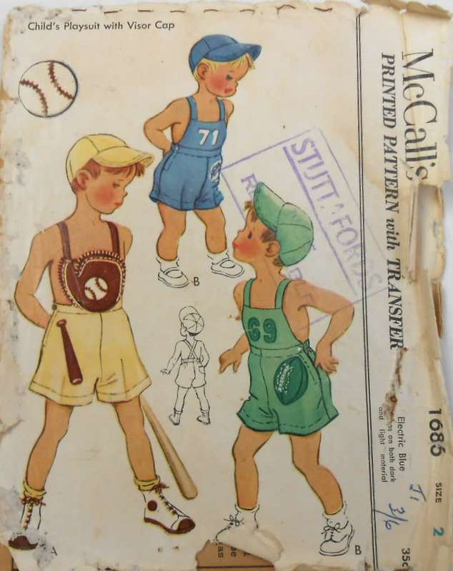 VINTAGE McCALLS 1686 CHILDS PLAYSUIT & VISOR CAP  SIZE 2 YEARS COMPLETE-ZIPLOC