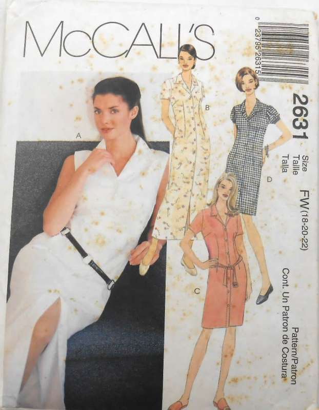 McCALLS 2631 SEMI FITTED DRESS + BELT SIZE 18-20-22- COMPLETE-CUT TO 22