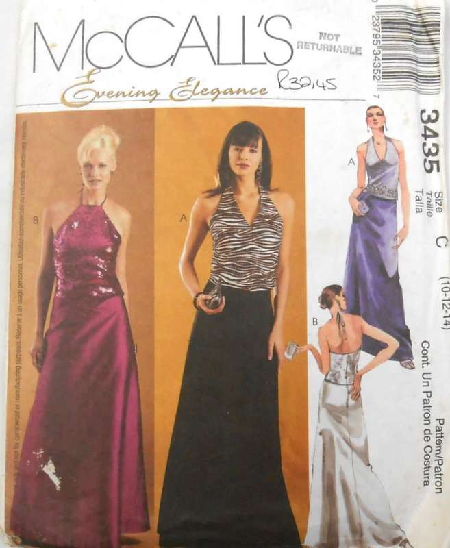 McCALLS 3435  EVENING ELEGANCE-LINED TOPS & SKIRTS SIZE 10-12-14 COMPLETE-CUT TO 14