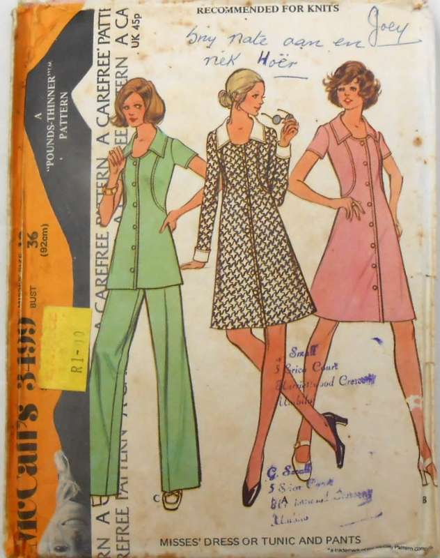 McCALLS 3499 DRESS-TUNIC-PANTS SIZE 14 BUST 36 COMPLETE