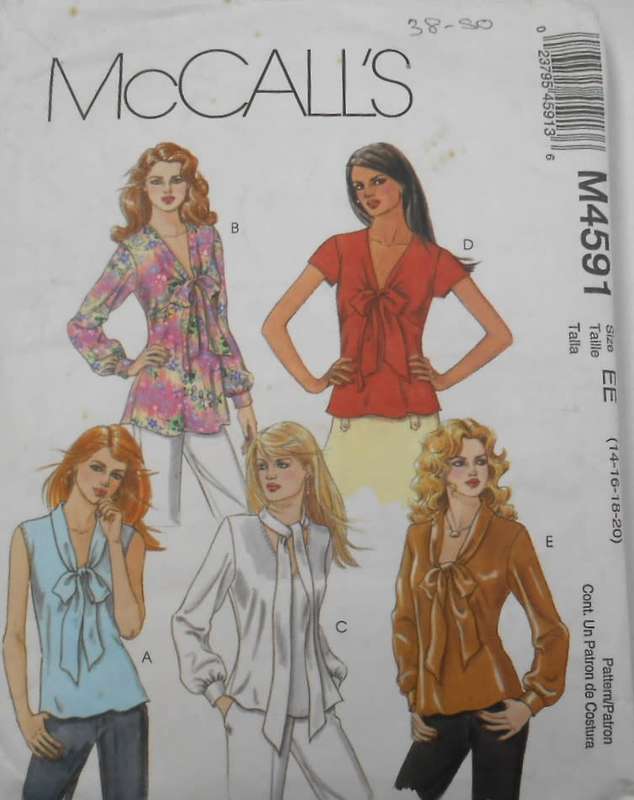McCALLS M4591 SET OF BLOUSES SIZE 14-16-18-20 COMPLETE-CUT TO SIZE 14