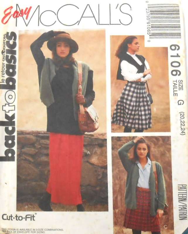 McCALLS 6106 SKIRT IN 3 LENGTHS SIZE 20-22-24 COMPLETE-UNCUT-F/FOLDED