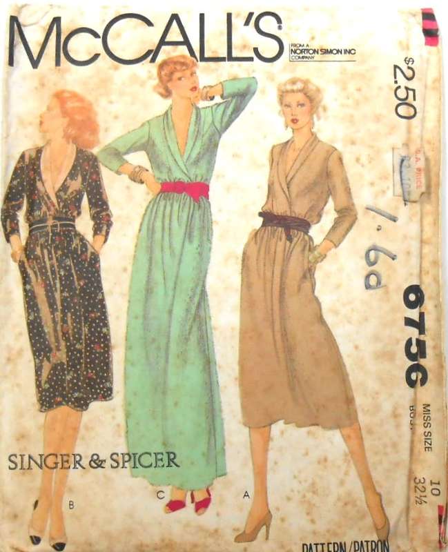 McCALLS M6756 PULLOVER DRESS SIZE 10 BUST 32 1/2 COMPLETE-UNCUT-F/FOLDED