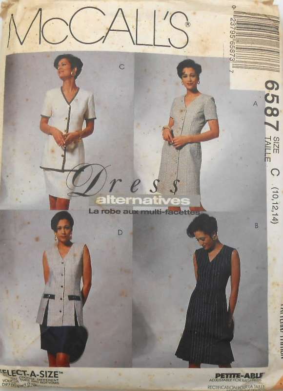 McCALLS 6587 ONE & TWO PIECE DRESSES SIZE 10-12-14 COMPLETE-CUT TO 14