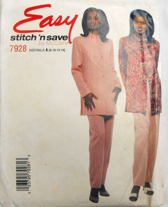 McCALLS 7928 TUNIC WITH STAND UP COLLAR & PULL ON PANTS SIZE 8-10-12-14 COMPLETE-UNCUT-F/FOLDED