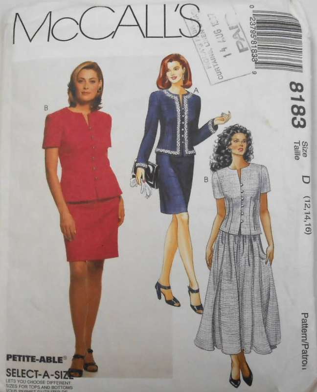McCALLS 8183 TWO PIECE DRESS SIZE 12-14-16 COMPLETE-CUT TO 16