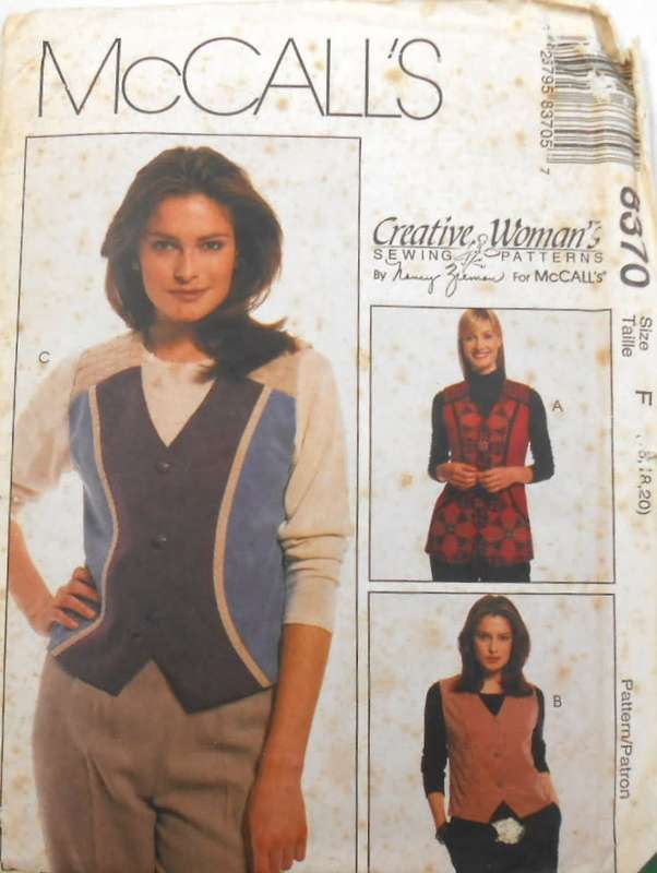 McCALLS 8370 LINED WAISTCOATS SIZE 16-18-20 COMPLETE-UNCUT-F/FOLDED
