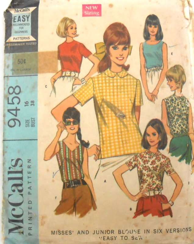McCALLS 9458 BLOUSE IN 6 VERSIONS SIZE 16 BUST 38 COMPLETE