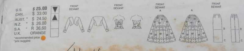 VOGUE 1883 JACKET-BUSTIER & SKIRT SIZE 12-14-16 COMPLETE-MOSTLY UNCUT-CUT TO 16