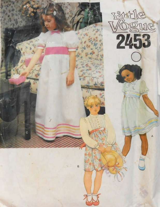 VOGUE 2453 GIRLS DRESS & CUMMERBUND SIZE 5 YEARS COMPLETE-ZIPLOC