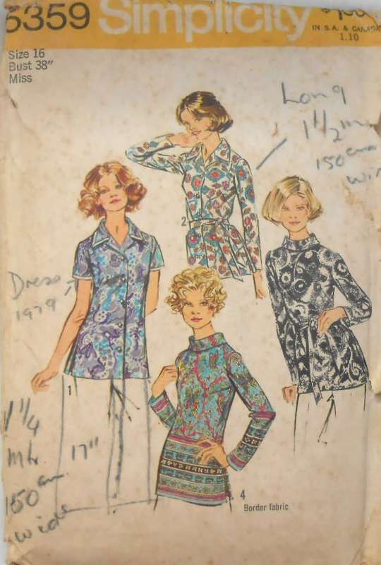 SIMPLICITY 5359 SET OF BLOUSES SIZE 16 BUST 38 COMPLETE-ZIPLOC