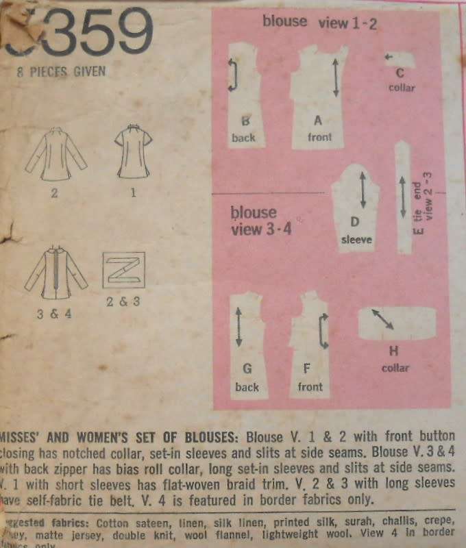 SIMPLICITY 5359 SET OF BLOUSES SIZE 16 BUST 38 COMPLETE-ZIPLOC